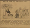 "Prays for his Persecutors" editorial cartoon drawn by Mitchell. Richmond Planet, January 19, 1895