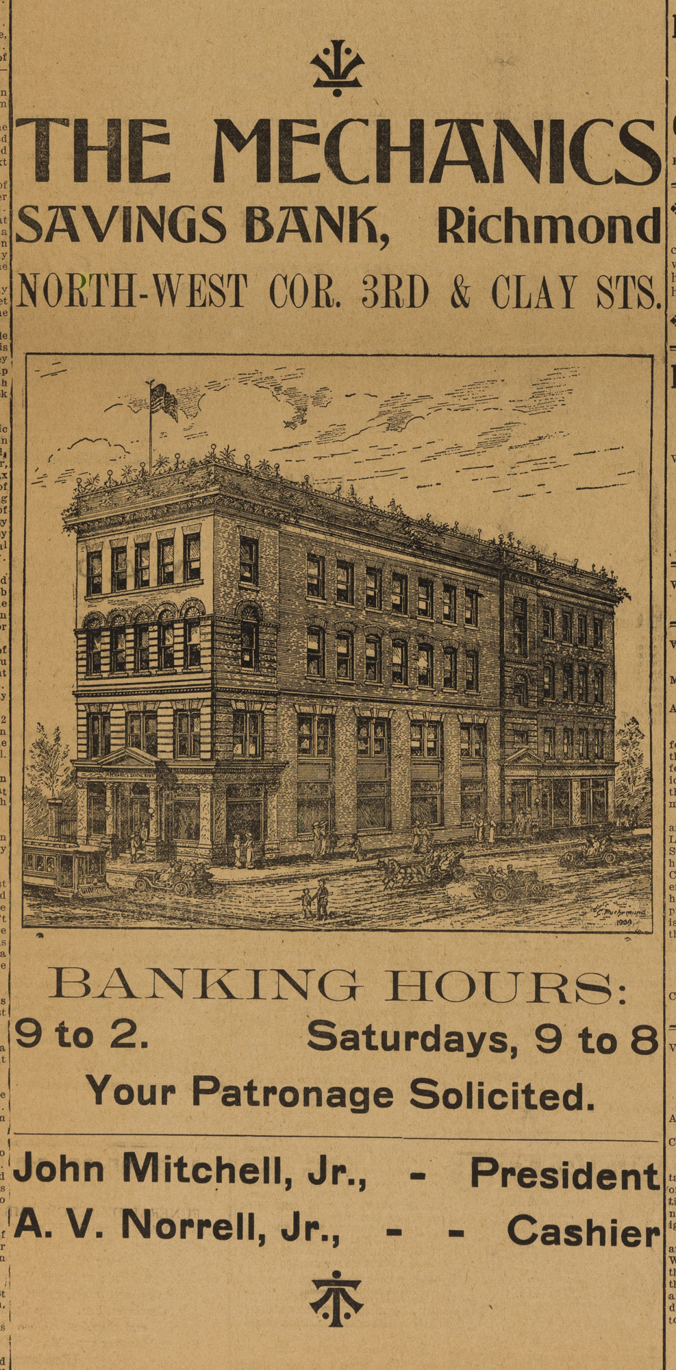 Mechanics Savings Bank Advertisement in the Richmond Planet