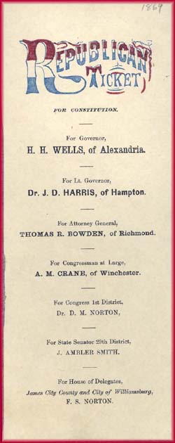 1869 Republican Party election ticket.