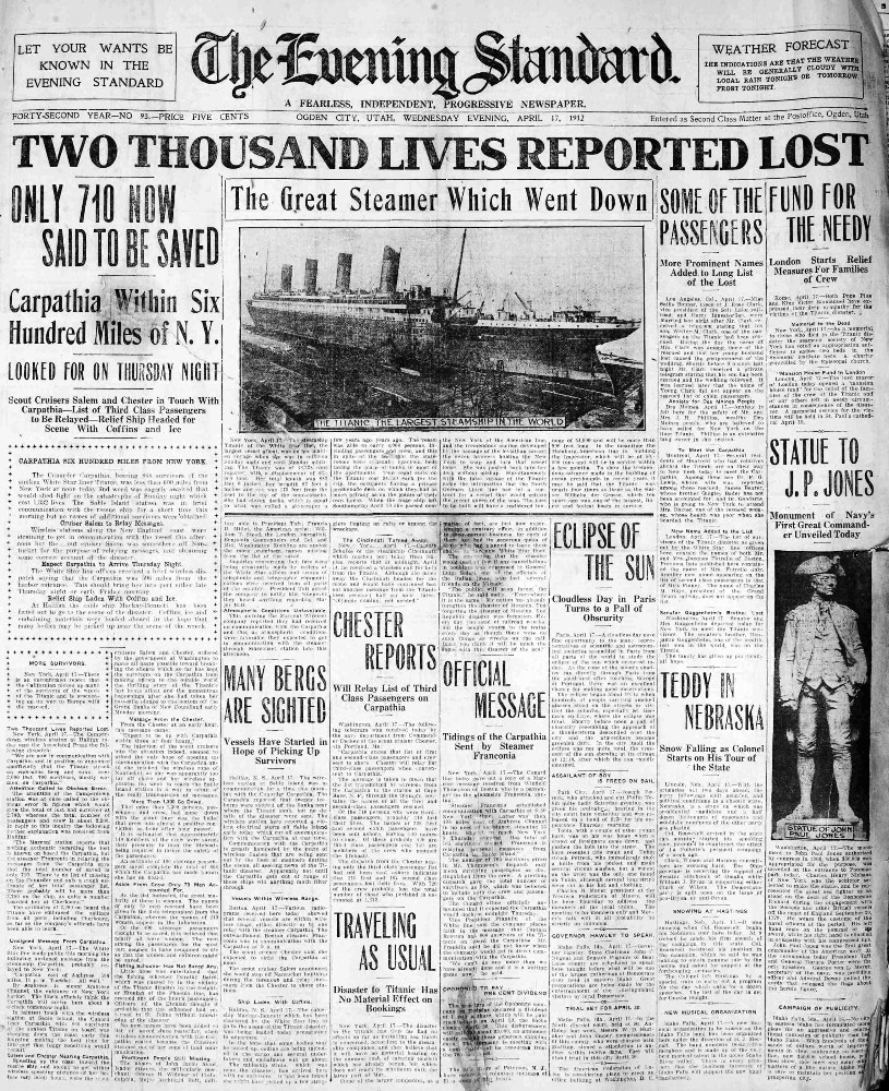 Titanic in Black and White - Newspaper Coverage