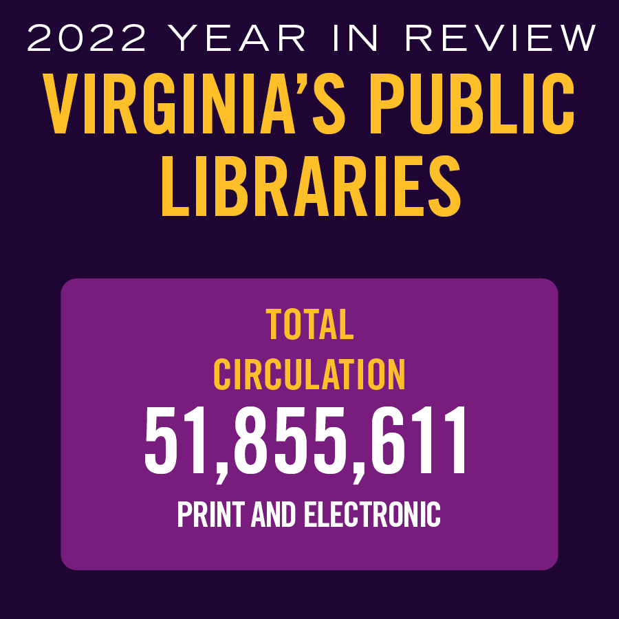 2022 Year in Review Virginia public libraries total circulation 51,855,611 print and electronic